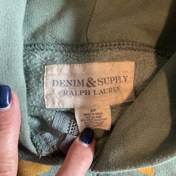 Ralph Lauren Denim And Supply Mens Zip Up Hoodie Green, Small - Picture 3 of 4